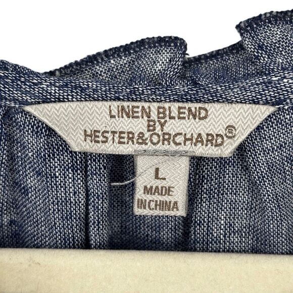 Hester & Orchard Linen Blend Button Front Babydoll Top Blue Size Large - Picture 2 of 7